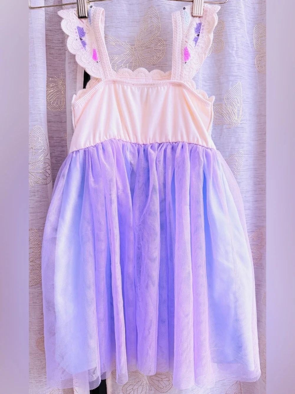 Lilt Girls Crochet Butterfly Dress Size XS 4 5 Lavender Tulle Tutu Princess